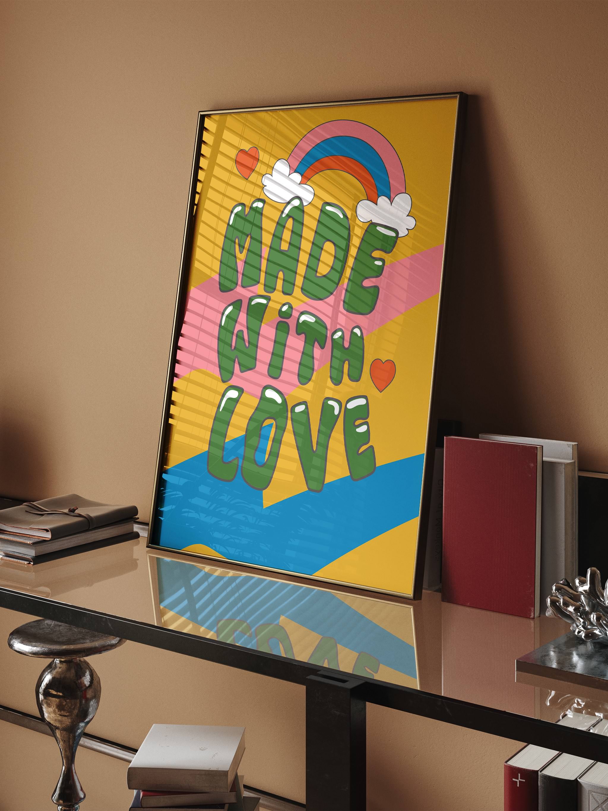 Vibrant Made With Love poster for home decor