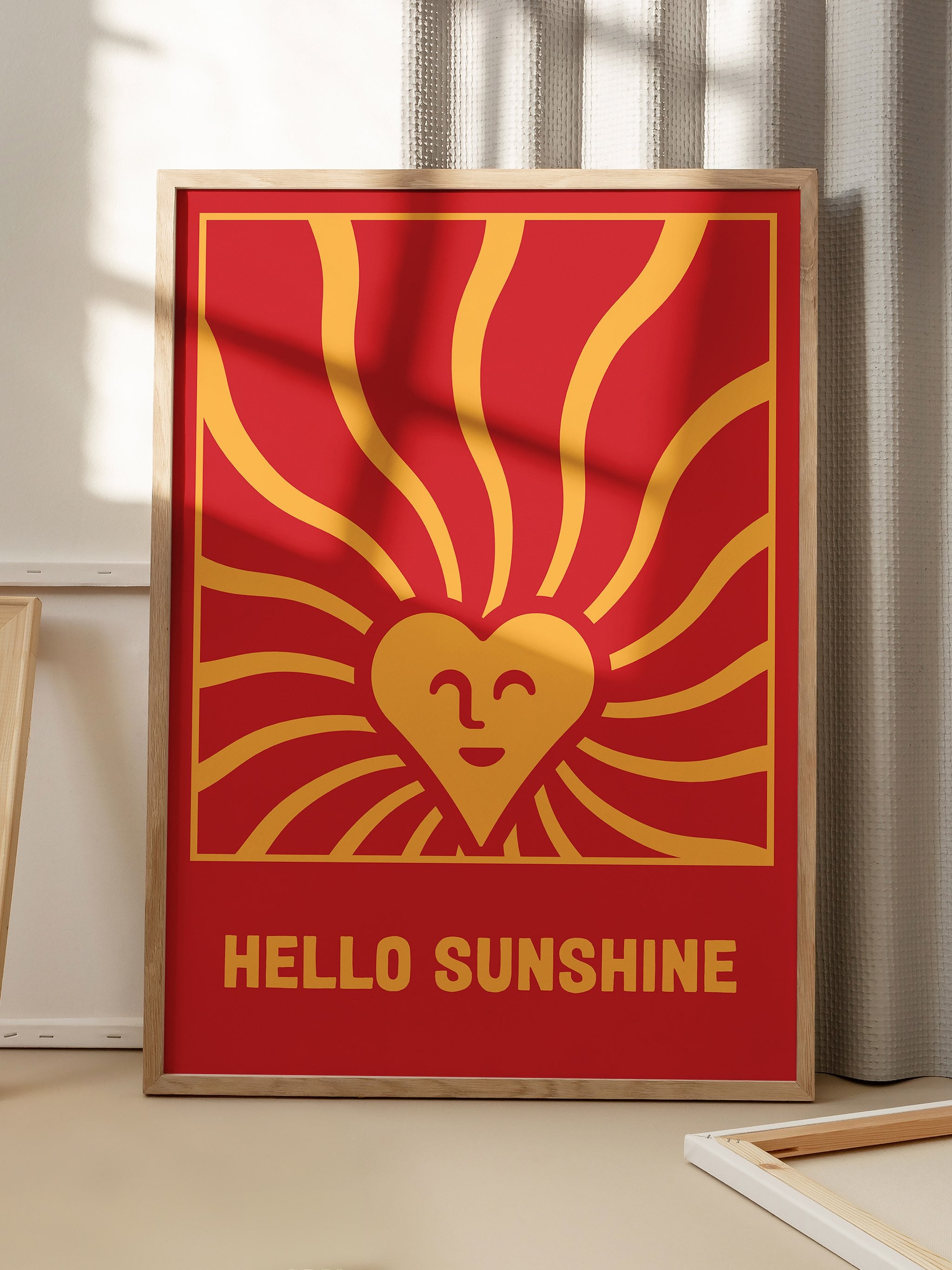 Printed poster with motivational Hello Sunshine text