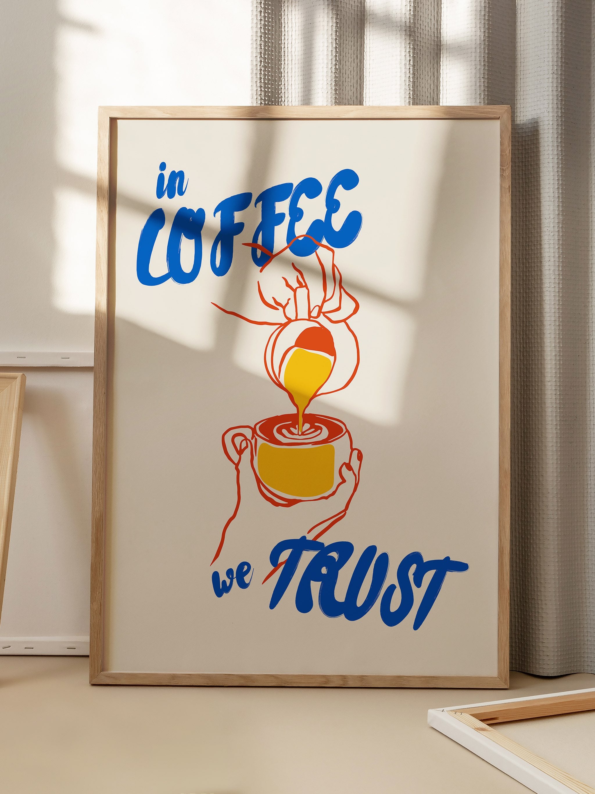 Fun In Coffee We Trust art print for kitchen decor