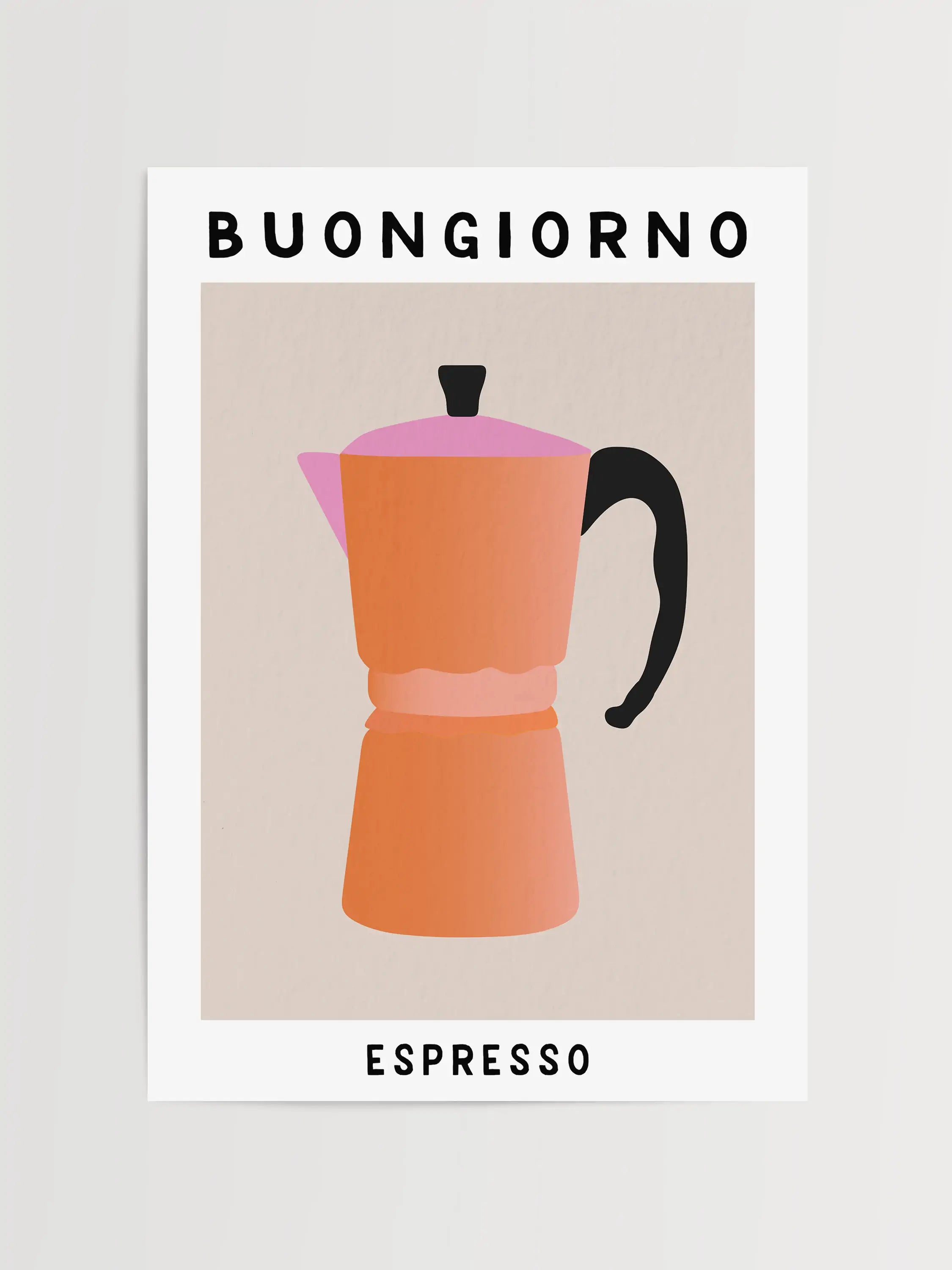 Minimalist coffee poster featuring a moka pot and 'Buongiorno Espresso' text